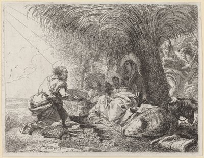 The Rest on the Flight with Joseph in Adoration by Giovanni Domenico Tiepolo