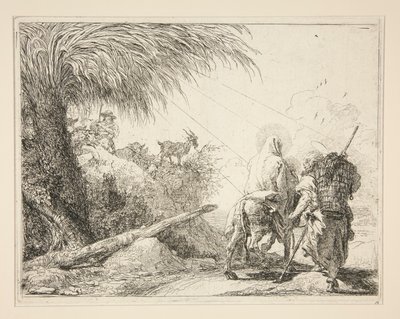 The Virgin, Mounted on the Donkey and seen from the Back, from the series Picturesque Ideas on the Flight into Egypt by Giovanni Domenico Tiepolo
