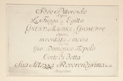 Title Page, from the Series Picturesque Ideas on the Flight into Egypt by Giovanni Domenico Tiepolo