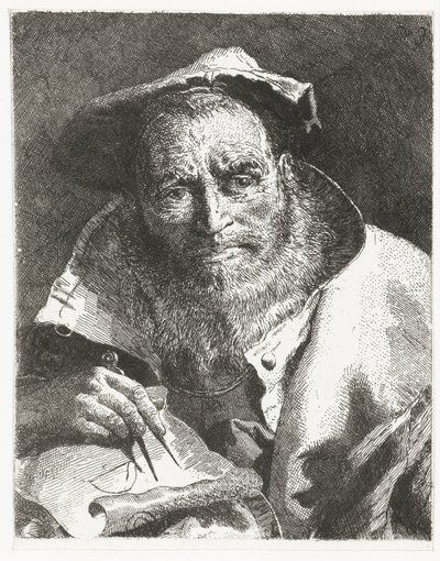 Scientist with Beret and Compass in Hand (series title: Collection of Heads, Raccolta di Teste) by Giovanni Domenico Tiepolo