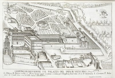 View of the Belvedere Gardens in the Papal Palace, Vatican by Giovanni Domenico de