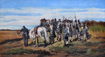 A military reconnaissance, scouting by Giovanni Fattori