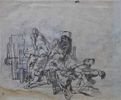 Cart with four oxen by Giovanni Fattori