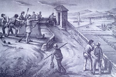Defense of Livorno from Fort San Pietro by Giovanni Fattori