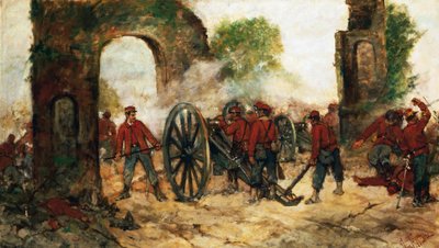 Defense of Porta Capuana or Battle of Volturno by Giovanni Fattori