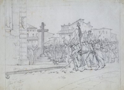 Entrance of the French troops in Livorno by Giovanni Fattori