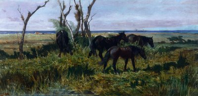 Horses Grazing by Giovanni Fattori