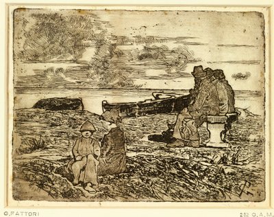 Sailors Resting (etching) by Giovanni Fattori