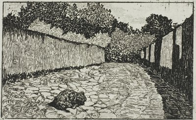 Small Street on the Outskirts of Florence with Puppy by Giovanni Fattori