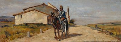 Soldier on Horseback or Carabiniere on Horseback in Patrol by Giovanni Fattori