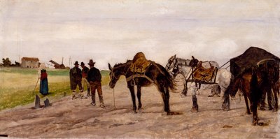 Wagon and Peasants in the Roman Countryside, by Giovanni Fattori by Giovanni Fattori