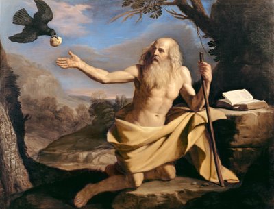 St. Paul the Hermit being fed by the raven by Giovanni Francesco Barbieri