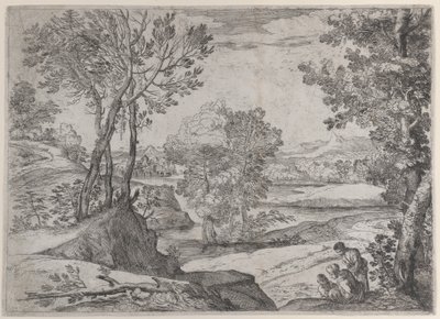 A Family Seated by a River, 1643 by Giovanni Francesco Grimaldi