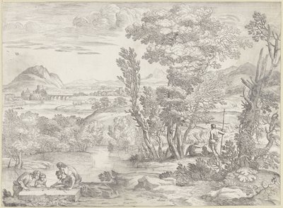 Landscape with Four Gamblers by Giovanni Francesco Grimaldi
