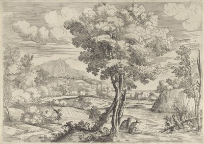 Landscape with Bird on Tree Stump by Giovanni Francesco Grimaldi