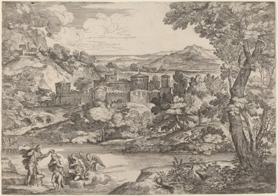 The Baptism of Christ, Set in a Mountainous Landscape by Giovanni Francesco Grimaldi