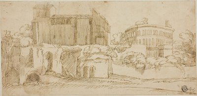 View of Church and Ruins by Giovanni Francesco Grimaldi