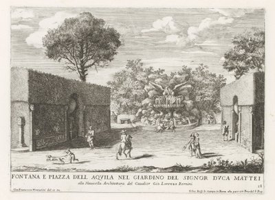 Fountain with Eagle in the Gardens of Villa Celimontana in Rome (Le fontane ne palazzi e ne giardini di Roma) by Giovanni Francesco Venturini