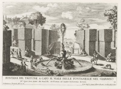 Fountain with Triton in the Gardens of Villa Celimontana in Rome by Giovanni Francesco Venturini