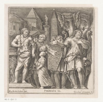 Group of Figures and Two Elephants in a City by Giovanni Francesco Venturini