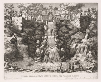 The Fountains of Rome, Book IV, plate 21: View of the Cascade below the Organ from the Garden by Giovanni Francesco Venturini