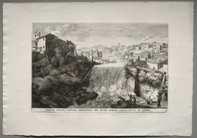 The Fountains of Rome, Book IV, plate 27: View of the Principal Cascade of the River Aniene in the City of Tivoli by Giovanni Francesco Venturini