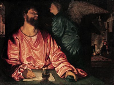 Saint Matthew and the Angel, c.1534 by Giovanni Girolamo Savoldo