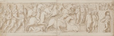 Roman Archers(?), Roman Assault (XCIX); Marcus Aurelius Addressing His Guards (C); Marcus Aurelius Receives a Warning (CI) by Giovanni Guerra