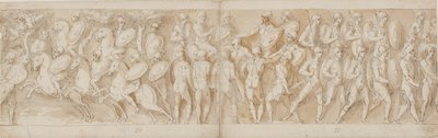 Roman Cavalry; a Severed Head and a German Prisoner are Brought Before the Emperor; Romans Advancing by Giovanni Guerra