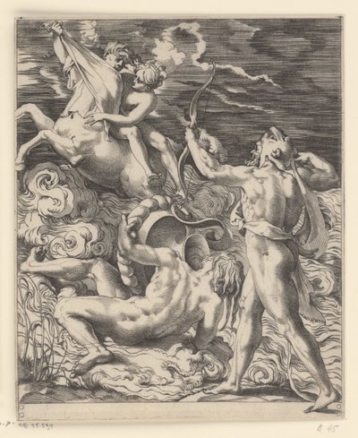 Hercules Kills the Centaur Nessus (Scenes with Hercules) by Giovanni Jacopo Caraglio