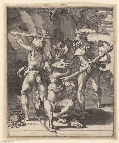 Hercules Fighting the Hydra of Lerna by Giovanni Jacopo Caraglio
