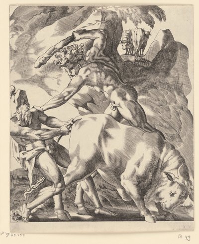 Hercules Fighting Cacus (Scenes with Hercules) by Giovanni Jacopo Caraglio