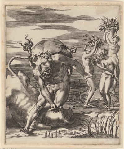 Hercules Wrestling with Achelous by Giovanni Jacopo Caraglio