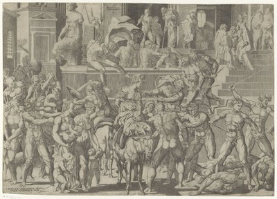Battle Between the Romans and the Sabines Raptus Sabinaro (title on object) by Giovanni Jacopo Caraglio