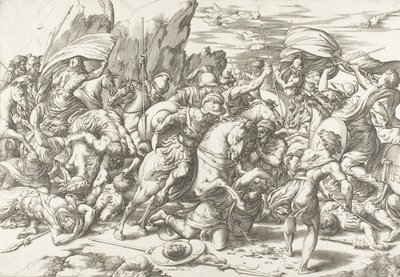 The Battle around the Shield and Lance by Giovanni Jacopo Caraglio