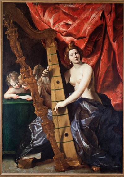 Woman playing the harp (Allegory of Music) by Giovanni Lanfranco