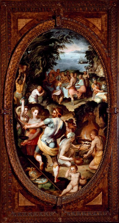 The discovery of glass. The preparation of a banquet. by Giovanni Maria Butteri