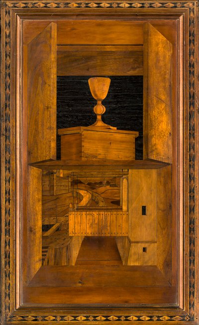 Lignaean Canonical Choir, Inlaid by Giovanni Maria Platina 1484, Superior Stall by Giovanni Maria Platina