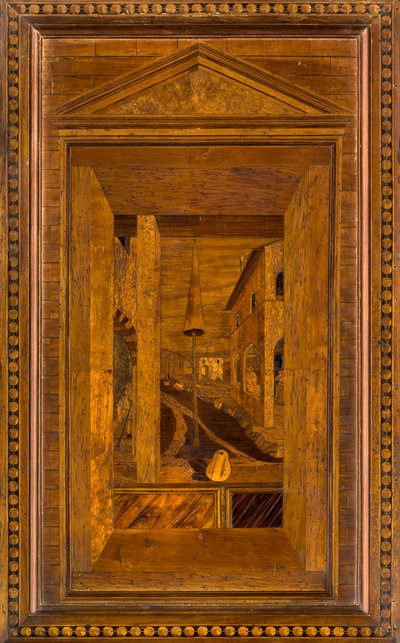 Lignaean Canonical Choir, Inlaid by Giovanni Maria Platina, Superior Stall by Giovanni Maria Platina