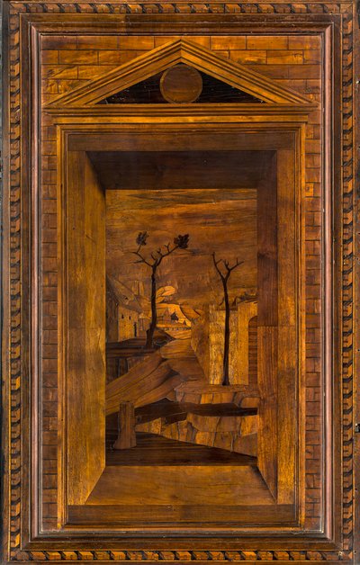 Lignaean Canonical Choir, Inlaid by Giovanni Maria Platina (1484), Upper Stall by Giovanni Maria Platina