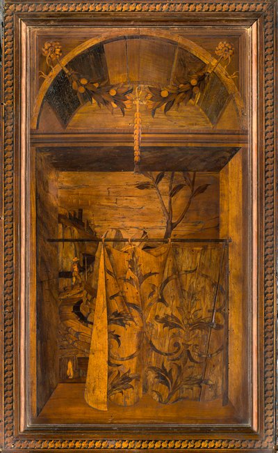 Lignaean Canonical Choir, Inlaid by Giovanni Maria Platina (1484), Upper Stall by Giovanni Maria Platina