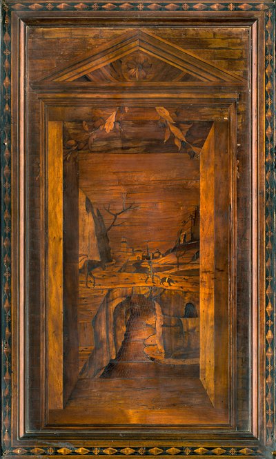 Lignaean Canonical Choir, Inlaid by Giovanni Maria Platina 1484, Superior Stall by Giovanni Maria Platina