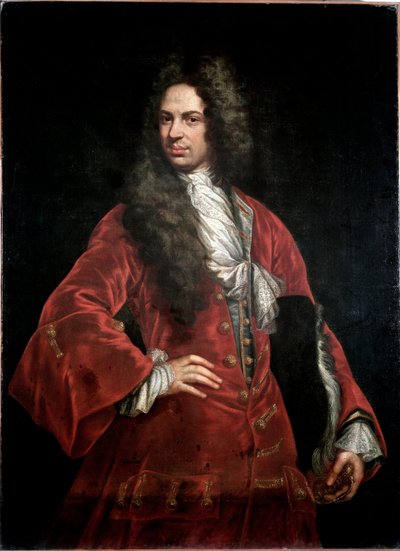 Portrait of a Gentleman in Red Costume by Giovanni Maria delle called Mulinaretto Piane
