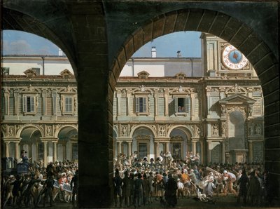 Domenico Pino Speaks to the Crowd in Mercanti Square in Milan, April 21st 1814 by Giovanni Migliara