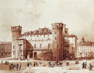 Outside Palazzo Madama in Turin, by Giovanni Migliara by Giovanni Migliara