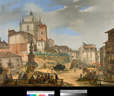 View of Piazza della Vetra in Milan, Italy by Giovanni Migliara