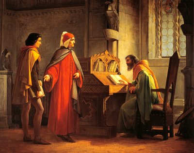 Dante Alighieri presenting Giotto to Guido da Polenta, by Giovanni Mochi by Giovanni Mochi