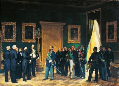 Victor Emmanuel of Savoy Receiving Tuscan Envoys with the Decree of the Annexation of Tuscany to the Italian Kingdom by Giovanni Mochi
