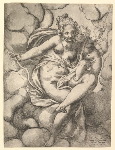 Venus and Cupid in the Clouds, 1568 by Giovanni Paolo Cimerlino