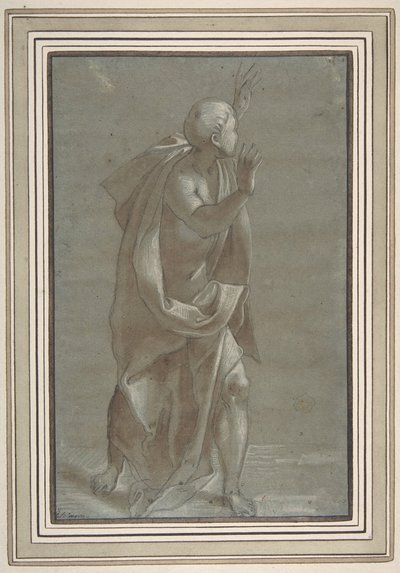 Standing Male Draped Figure with His Hands Raised, 1565-71 by Giovanni Paolo Lomazzo
